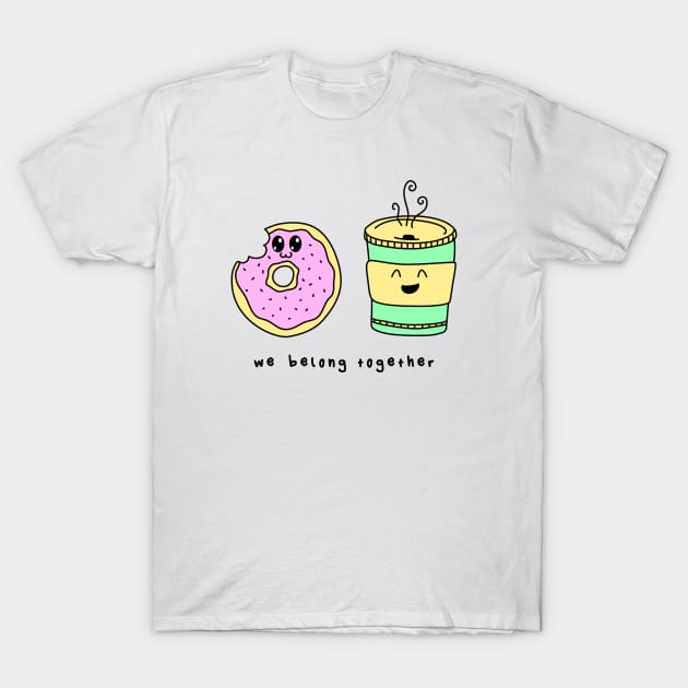 Donut Coffee Chocolate Partnerlook Partner Love Cute Couple Sweets Comic Gift T-Shirt by Kibo2020